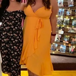 Size XL lulus yellow wrap dress